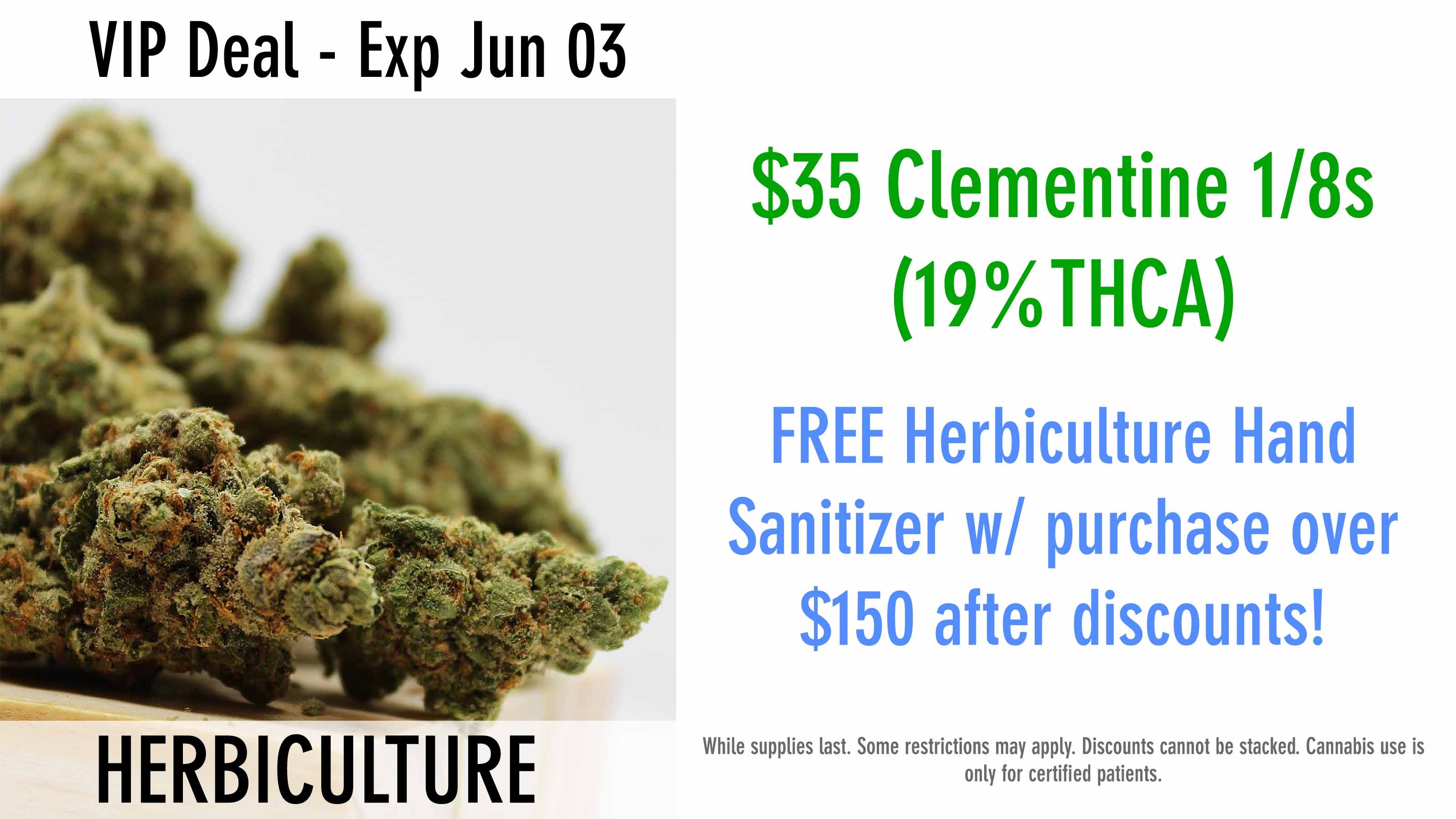 $35 1/8s of Clementine (19%THCA)